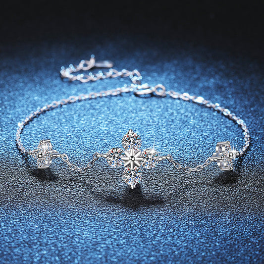 Kleeblatt Glücksbringer Moissanit-Armband