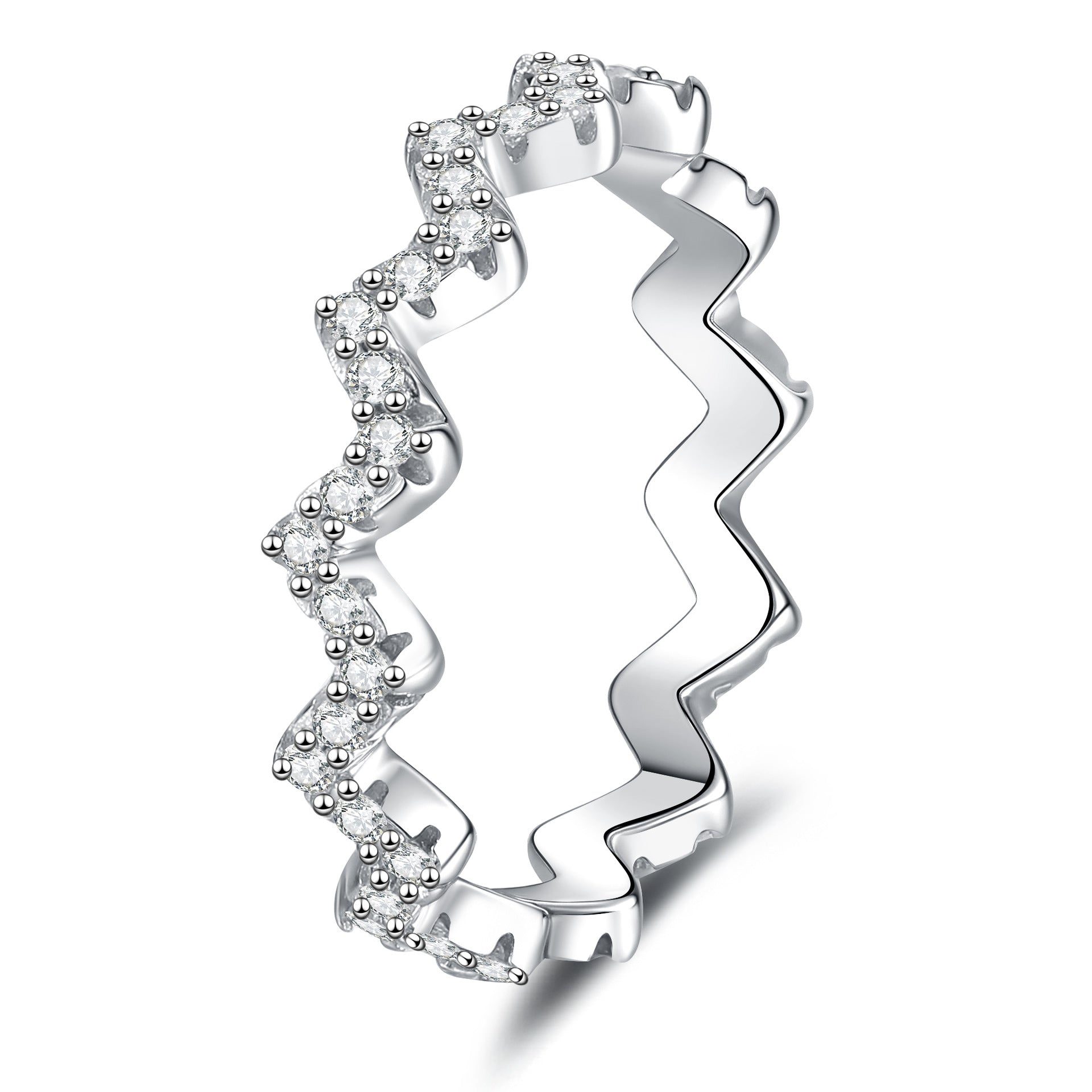 Chic Wavy Moissanite Eternity Ring