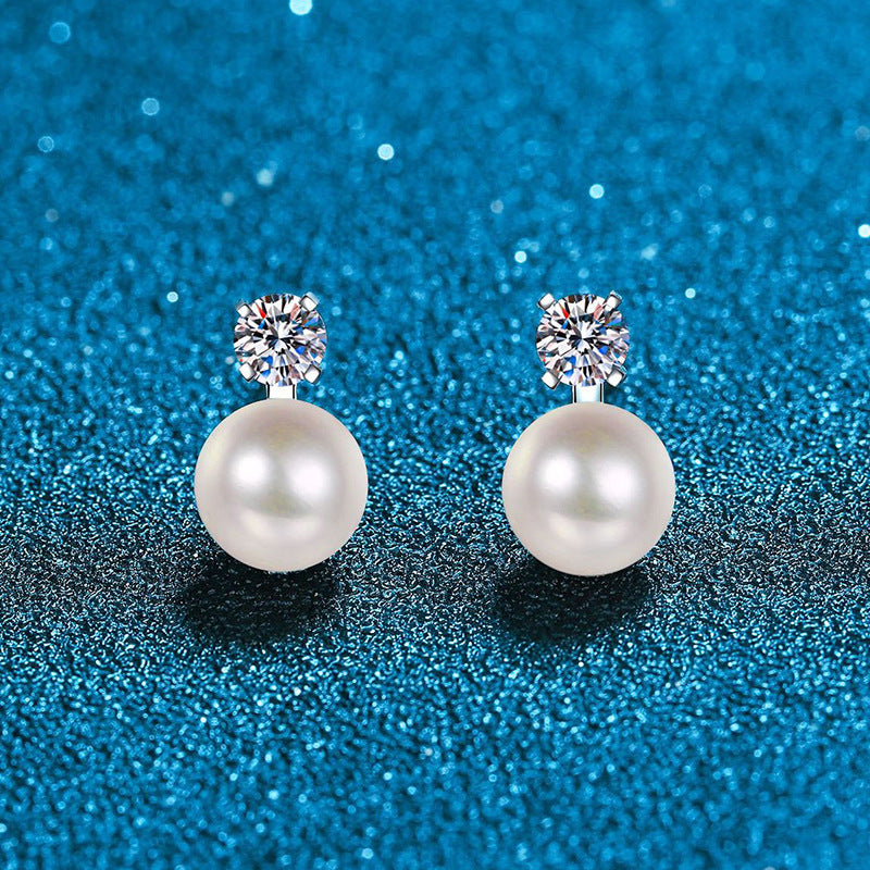 Elegant Natural Pearl & Moissanite Drop Earrings