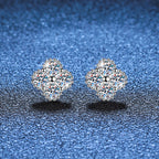 Elegant Four-Leaf Clover Moissanite Stud Earrings
