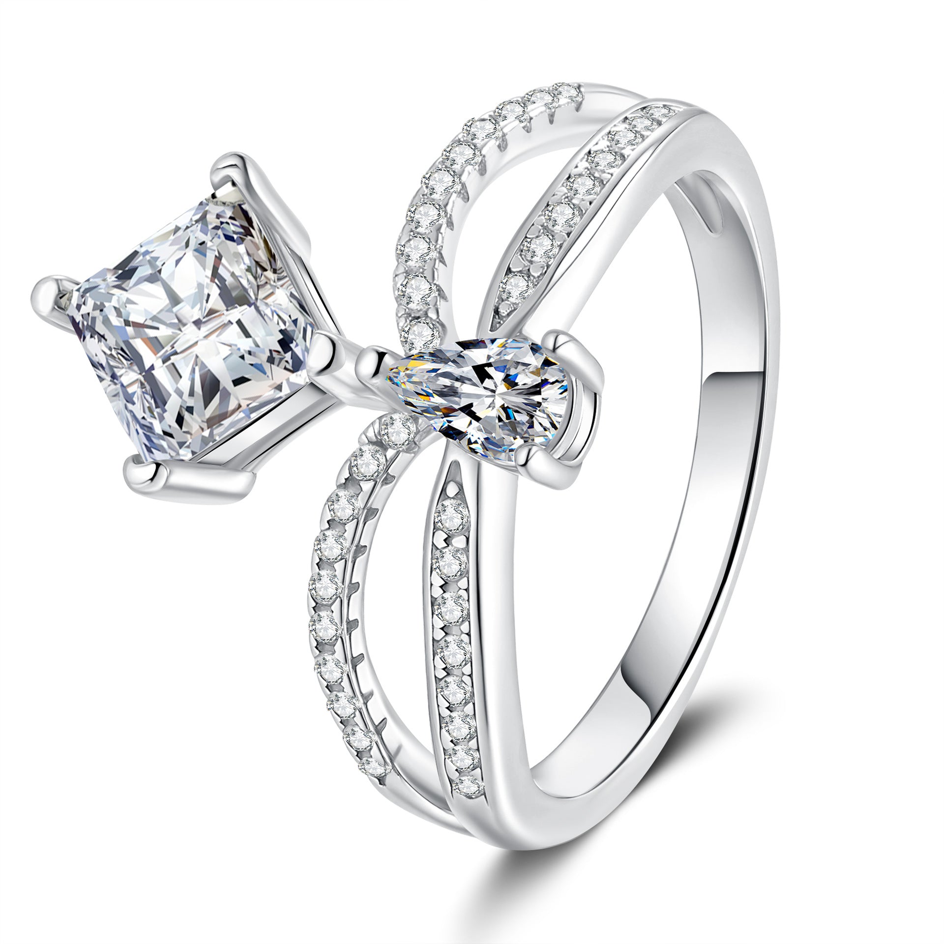 Elegant Double-Twisted Moissanite Ring