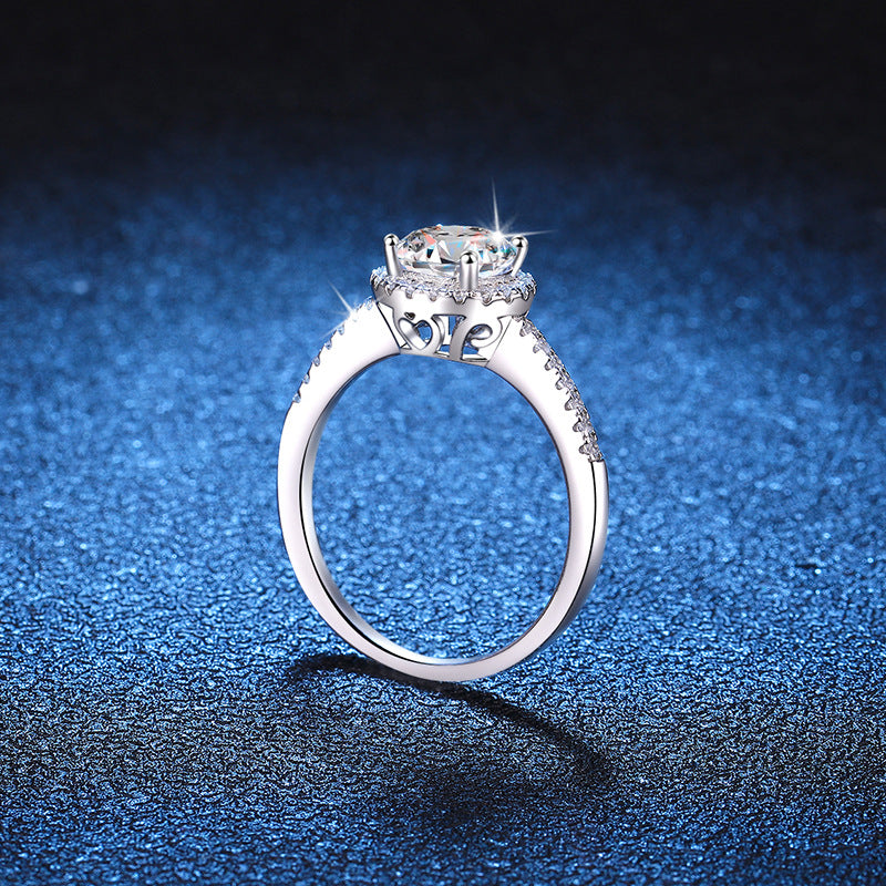 Radiant Round Halo Moissanite Engagement Ring
