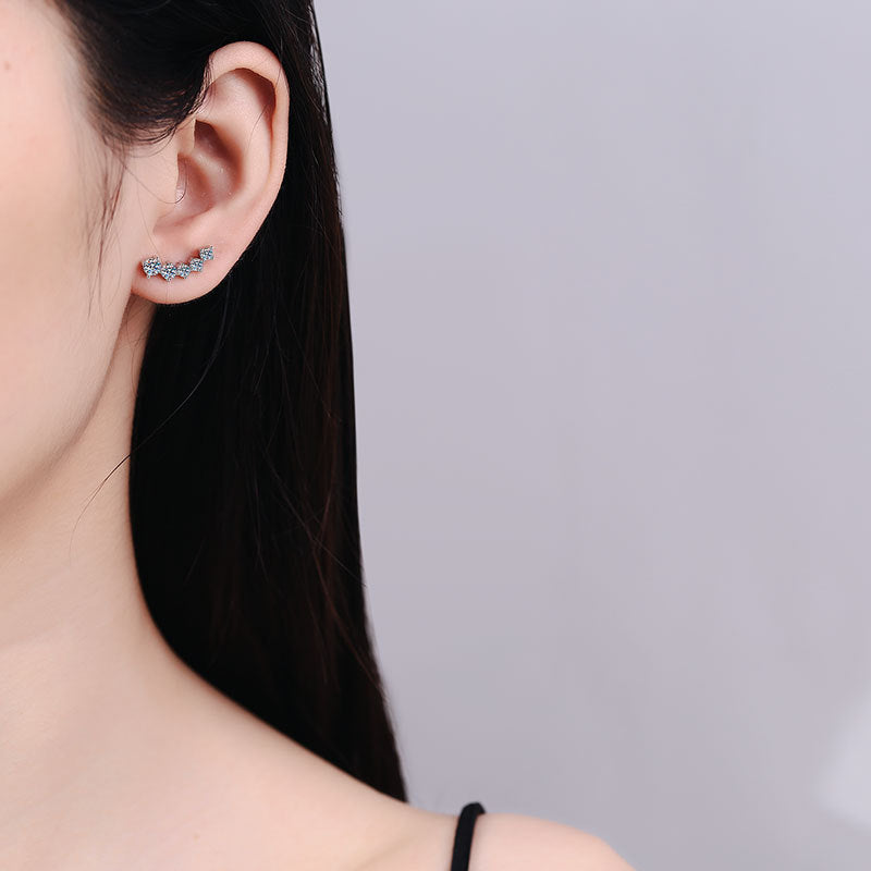 Sparkling Smile Arc Moissanite Stud Earrings