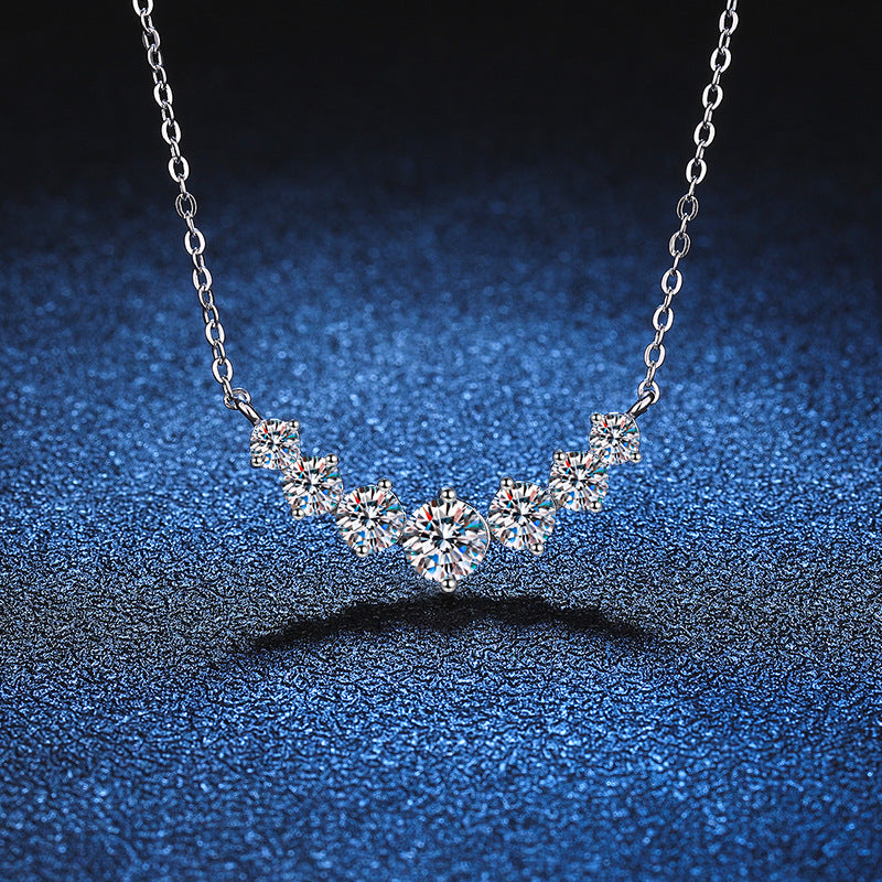 Minimalist Curved Smile Moissanite Necklace
