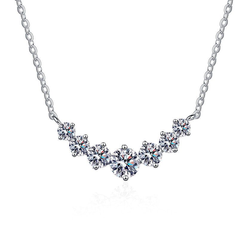 Minimalist Curved Smile Moissanite Necklace