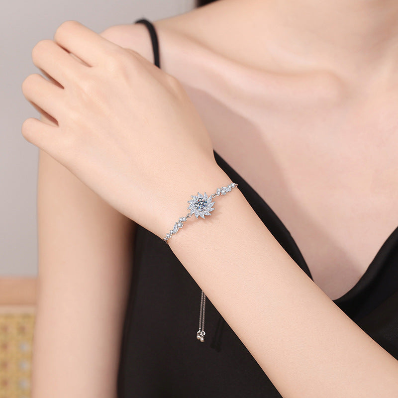 Strahlendes Sonnenblumen-Moissanit-Armband
