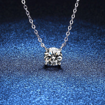 Classic Four-Prong Solitaire Moissanite Necklace