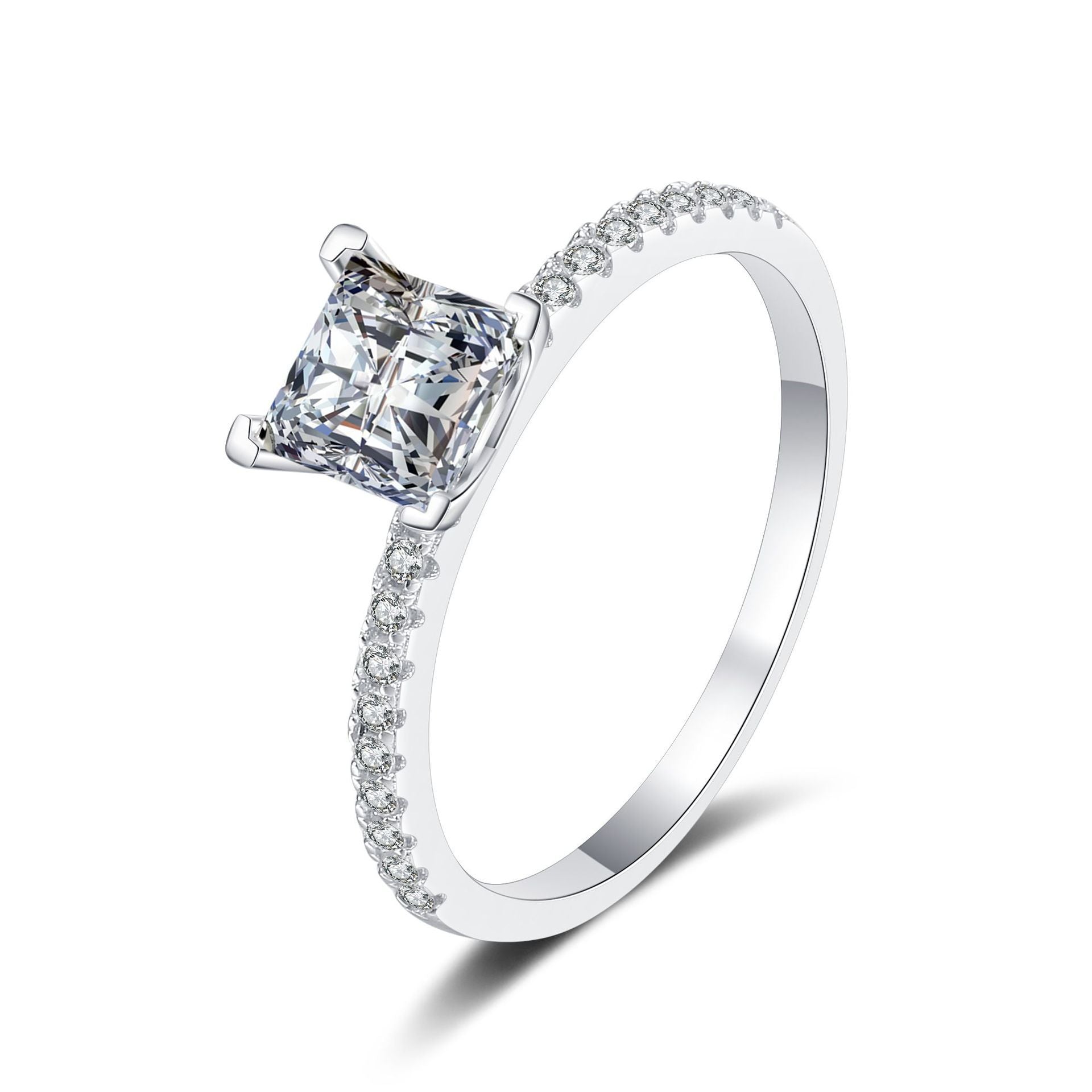 Elegant Princess Cut Moissanite Engagement Ring