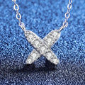 Moderne X-Form Pavé Moissanit-Halskette