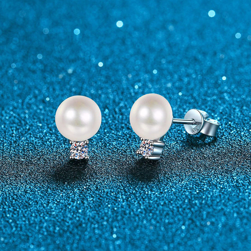 Elegant Natural Pearl & Moissanite Drop Earrings