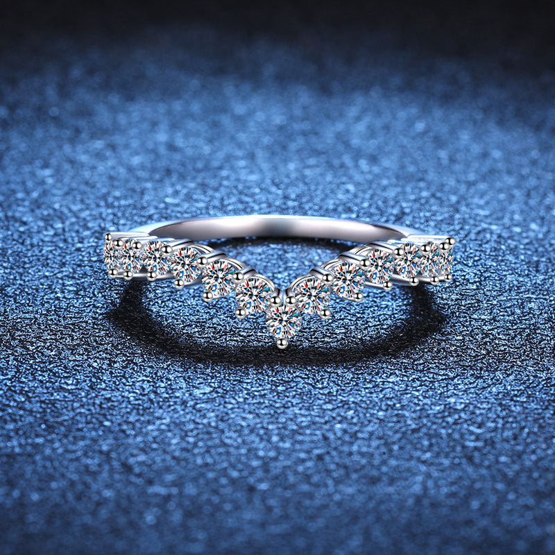 Elegant V-Shaped Chevron Moissanite Ring