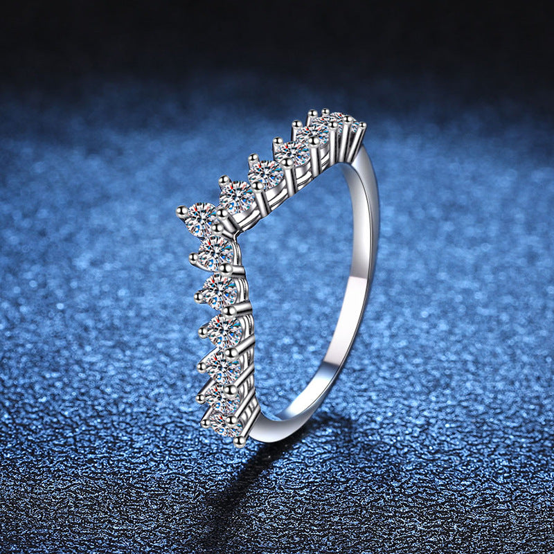 Elegant V-Shaped Chevron Moissanite Ring