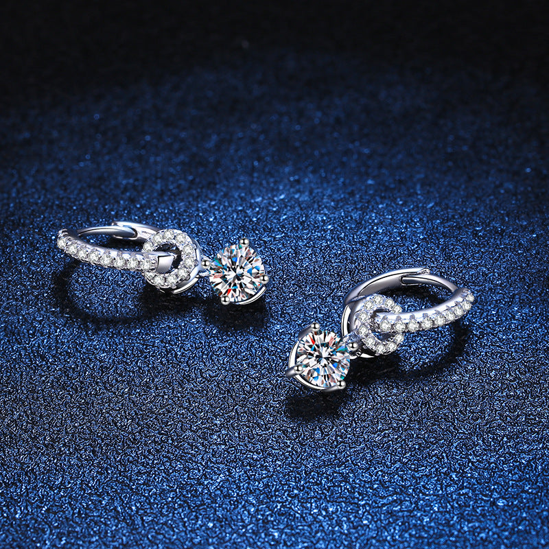Interlocking Double Ring Moissanite Drop Earrings