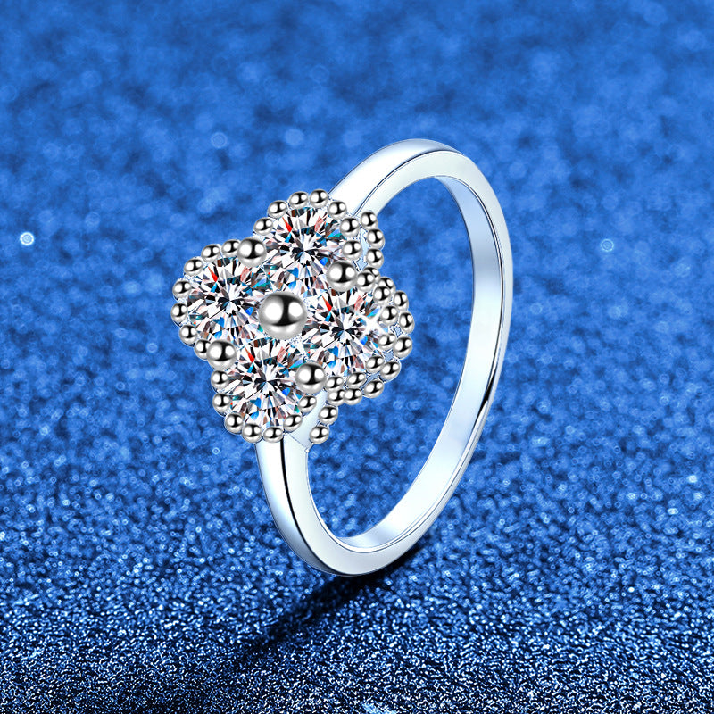 Elegant Four-Leaf Clover Moissanite Ring