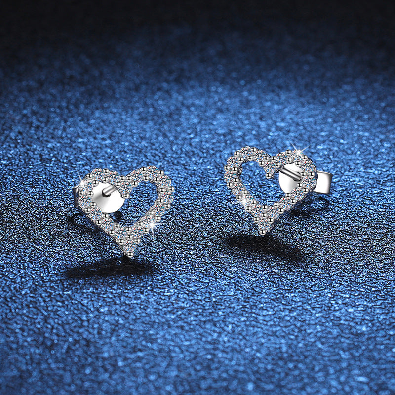 Sparkling Heart-Shaped Moissanite Stud Earrings