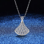 Elegant Fan-Shaped Moissanite Pendant Necklace