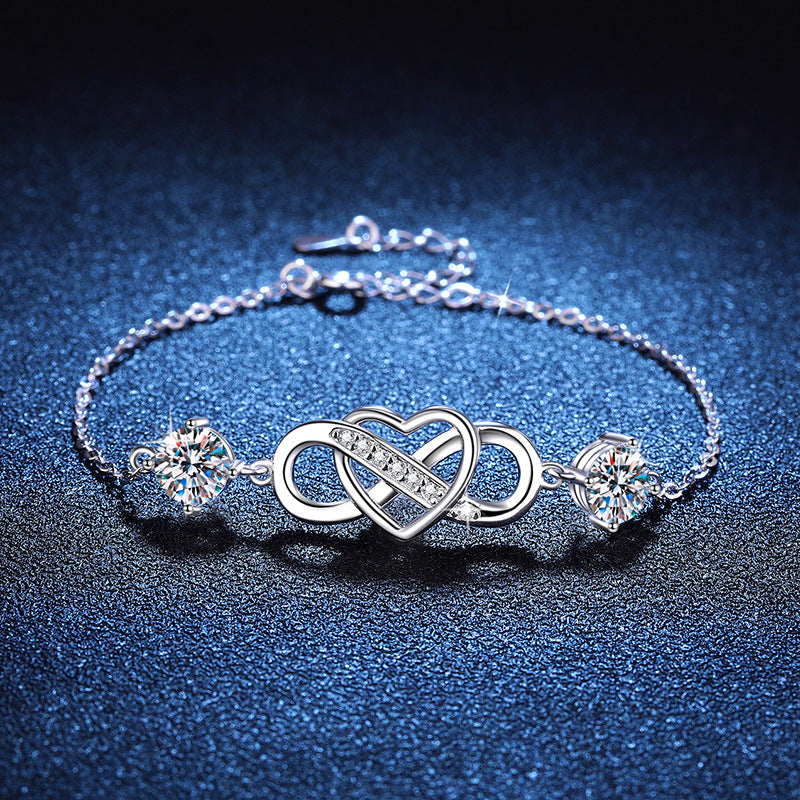 Doppelstein-Moissanitarmband „Liebesverbindung“
