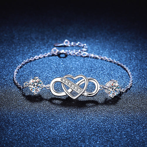 Double-Stone "Love Link" Moissanite Bracelet