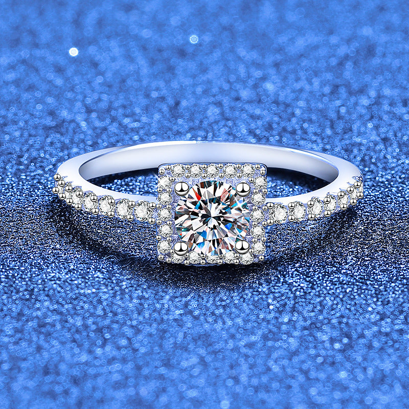 Dainty Sugar-Cube Moissanite Ring