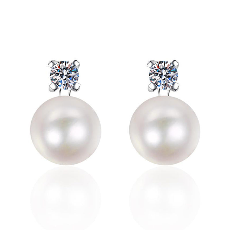 Elegant Natural Pearl & Moissanite Drop Earrings