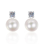 Elegant Natural Pearl & Moissanite Drop Earrings