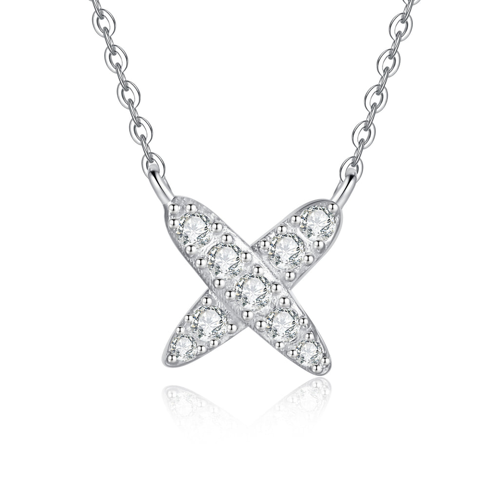 Moderne X-Form Pavé Moissanit-Halskette