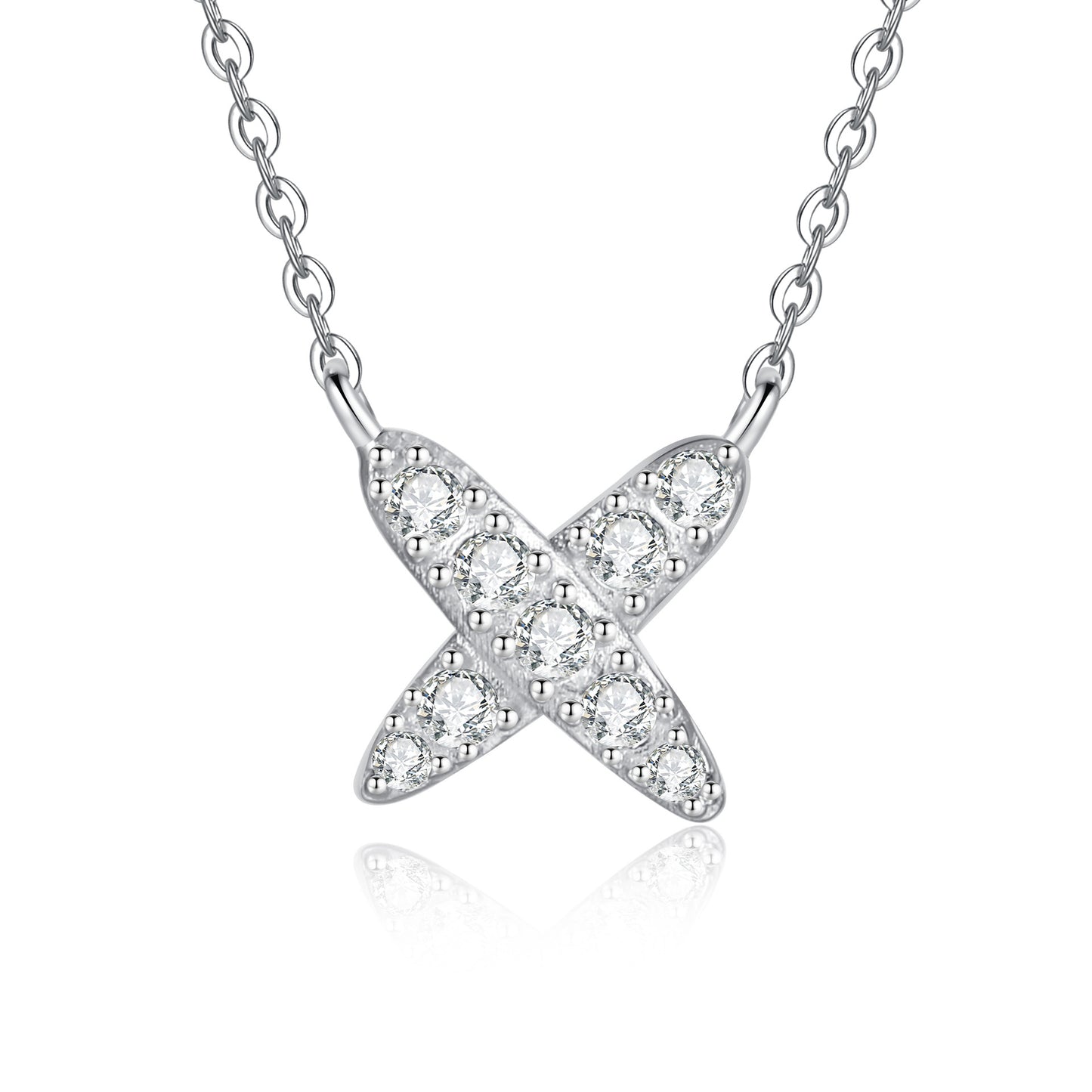 Modern X-Shape Pavé Moissanite Necklace