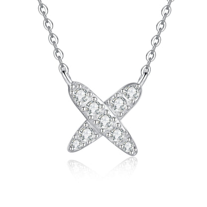 Modern X-Shape Pavé Moissanite Necklace