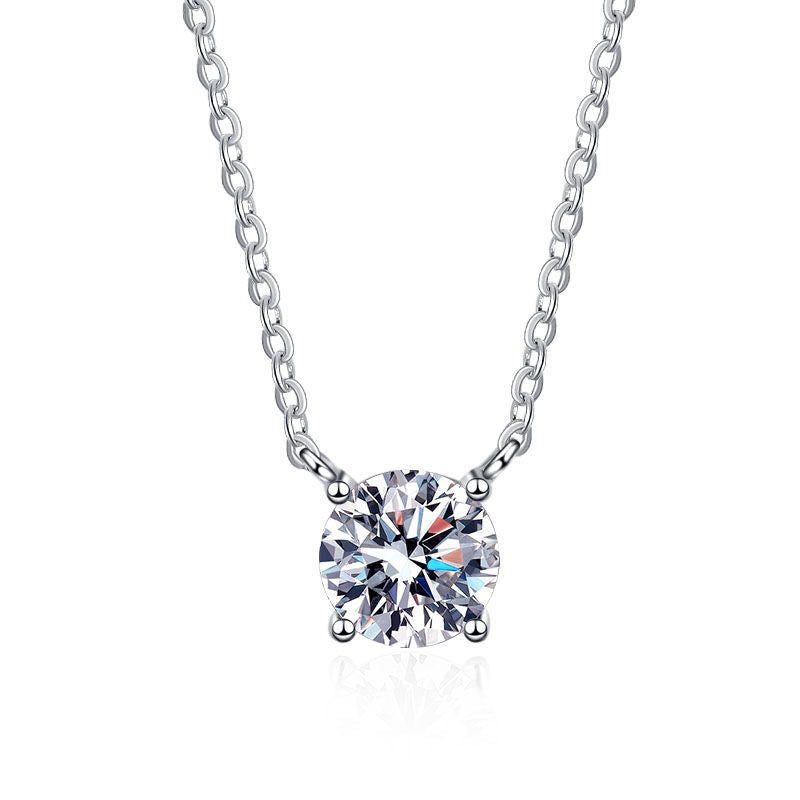 Classic Four-Prong Solitaire Moissanite Necklace