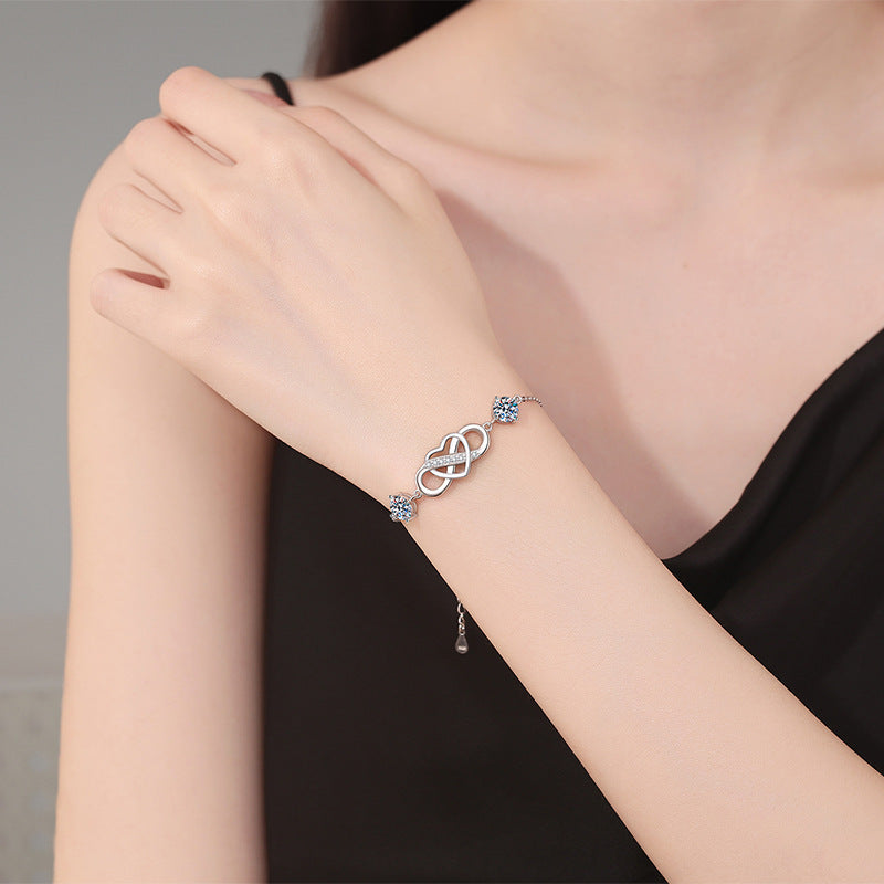 Doppelstein-Moissanitarmband „Liebesverbindung“