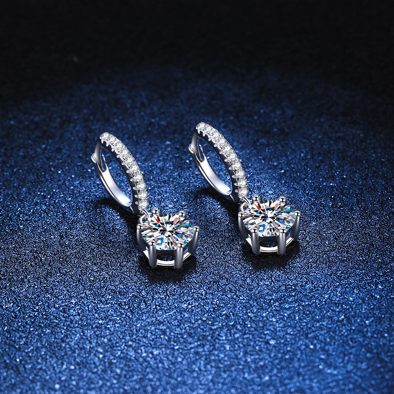 Classic 6-Prong Moissanite Drop Earrings