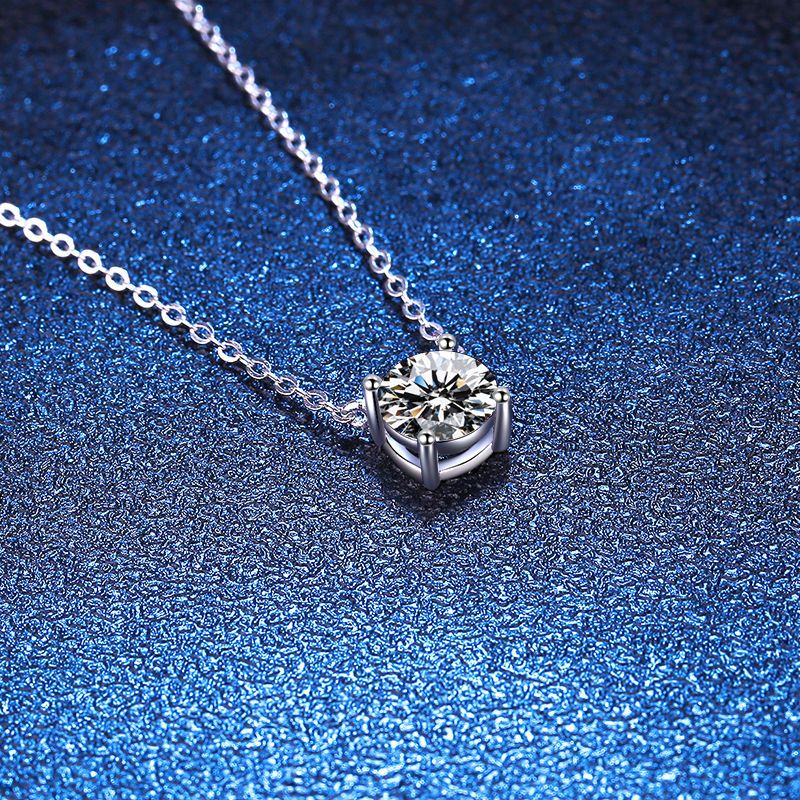 Classic Four-Prong Solitaire Moissanite Necklace