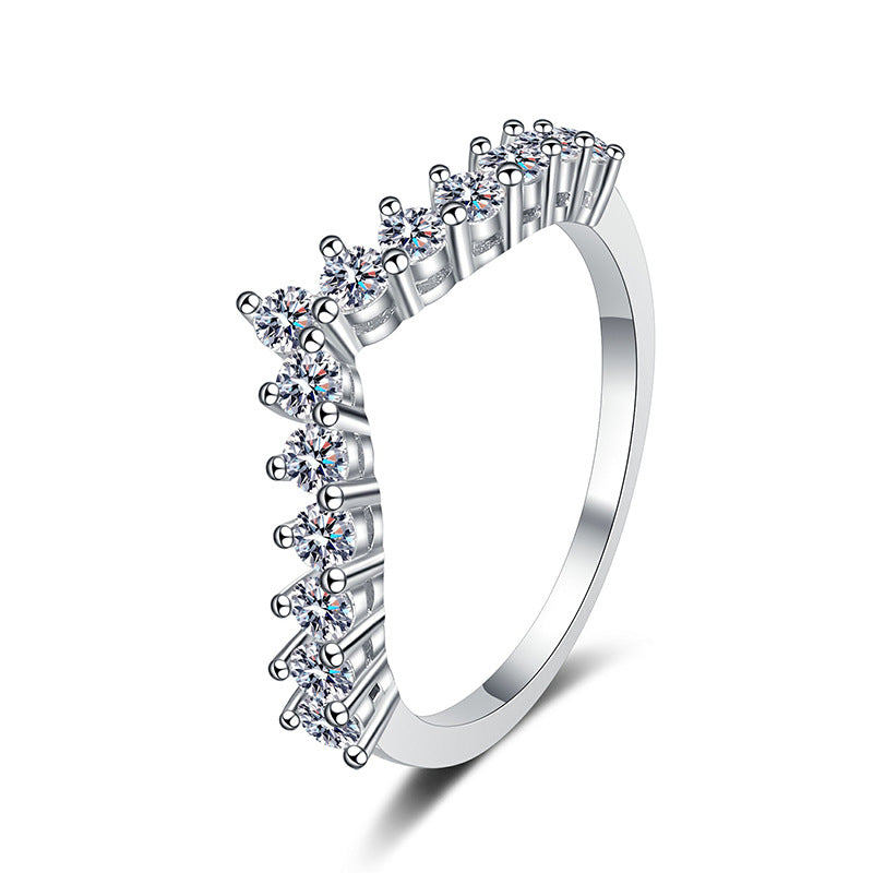 Elegant V-Shaped Chevron Moissanite Ring