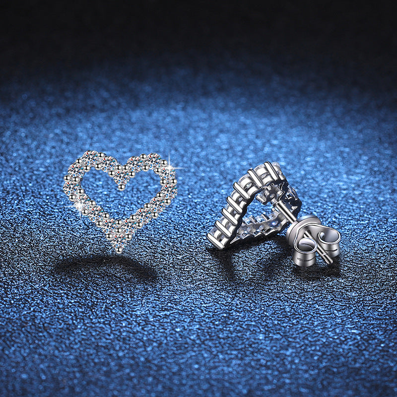 Sparkling Heart-Shaped Moissanite Stud Earrings