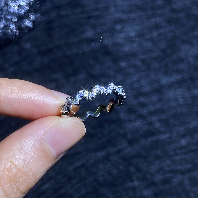 Chic Wavy Moissanite Eternity Ring