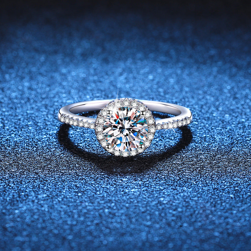 Radiant Round Halo Moissanite Engagement Ring