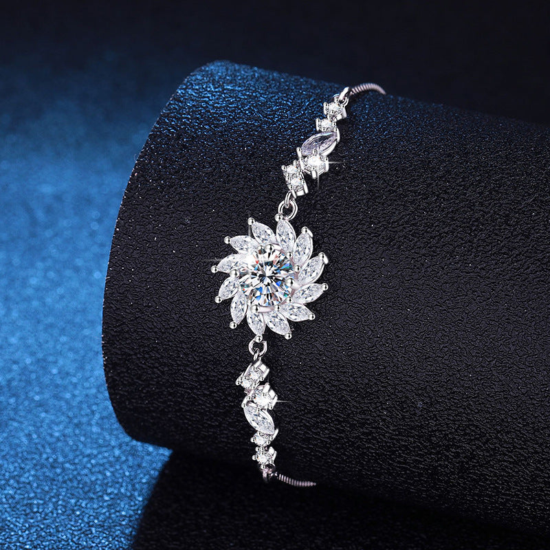 Strahlendes Sonnenblumen-Moissanit-Armband