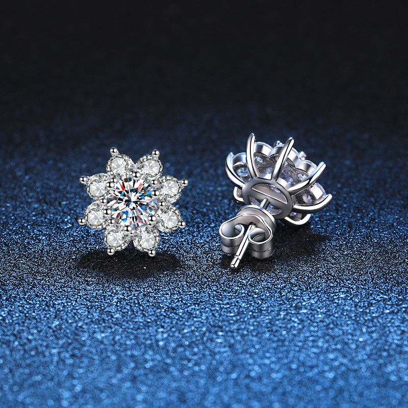 Radiant Sunflower Moissanite Stud Earrings