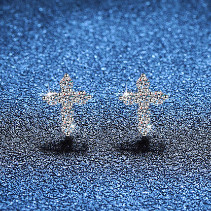 Funkelnde Kreuz-Moissanit-Ohrstecker