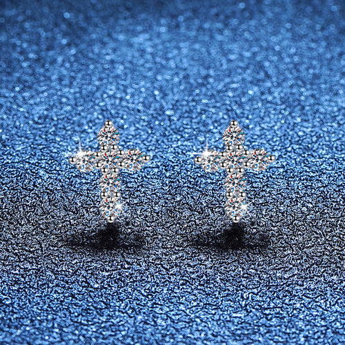 Funkelnde Kreuz-Moissanit-Ohrstecker