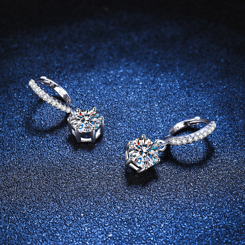 Classic 6-Prong Moissanite Drop Earrings