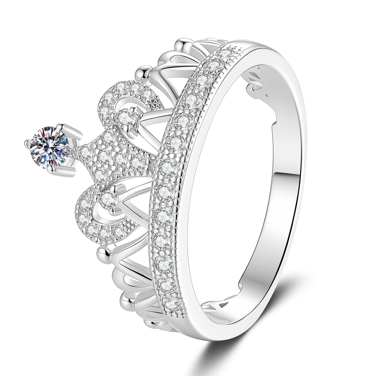 Verträumter Kronen Moissanit Ring - 1.2ct Eleganter Prinzessinnen-Stil
