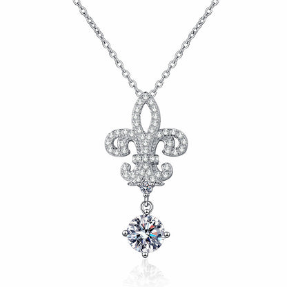 Royal Fleur-de-Lis Moissanite Pendant Necklace