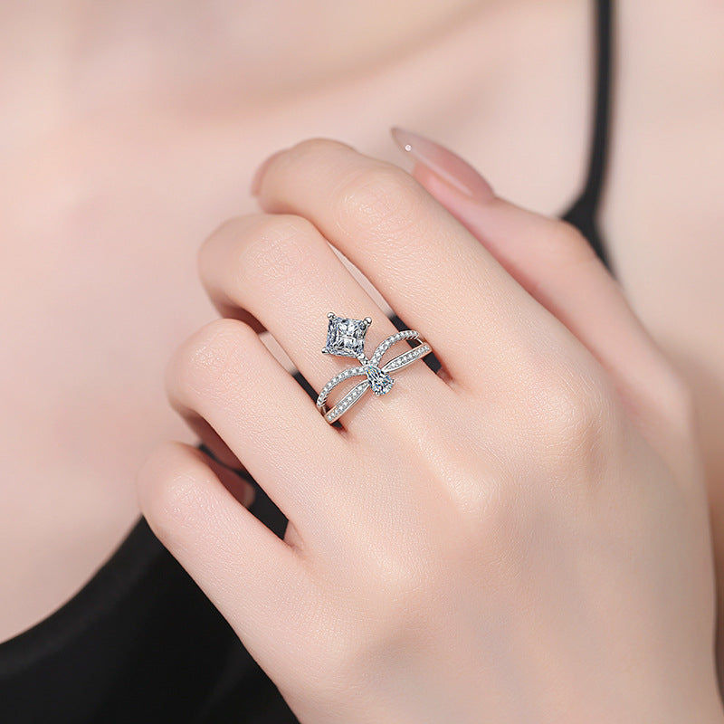 Elegant Double-Twisted Moissanite Ring