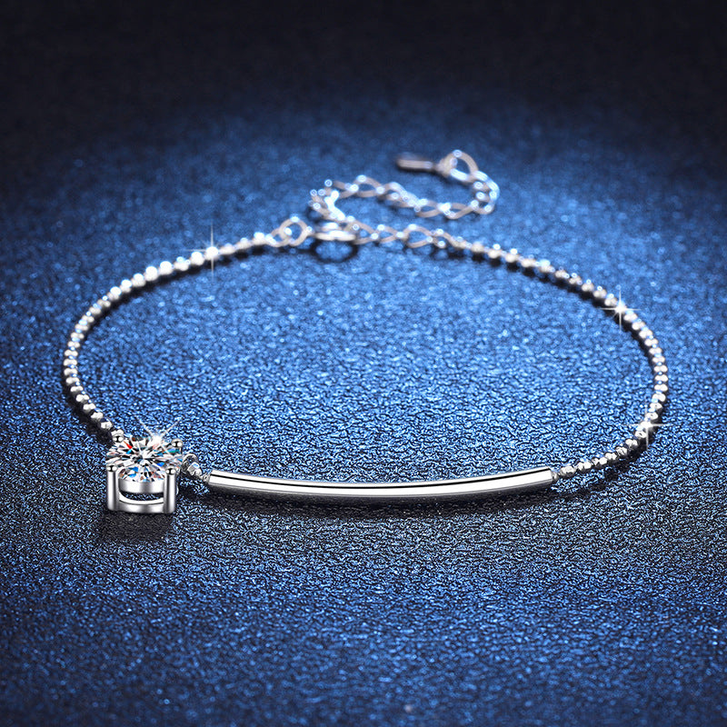 Elegant Half-Moon Curve Moissanite Bracelet