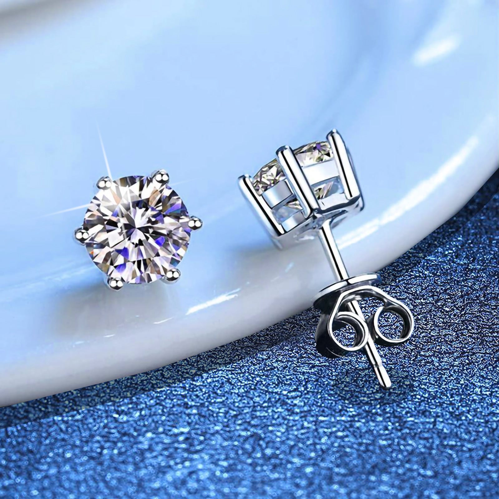 Six-Prong Moissanite Earrings