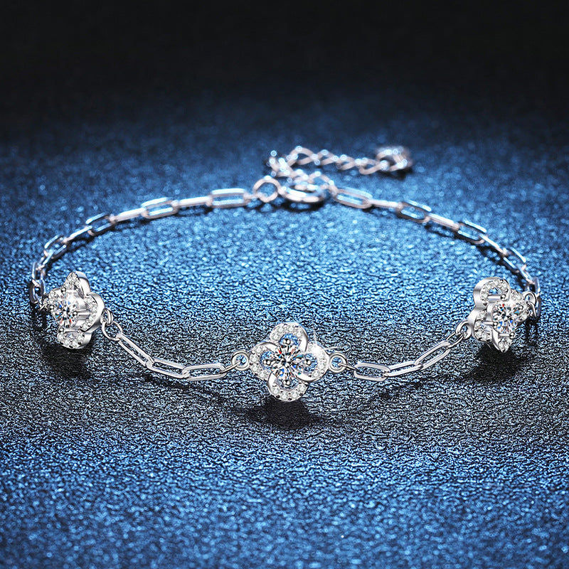 Kleeblatt-Moissanit-Armband