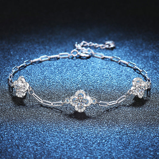 Kleeblatt-Moissanit-Armband