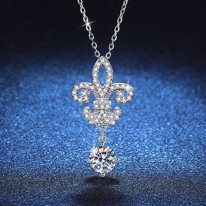 Royal Fleur-de-Lis Moissanite Pendant Necklace