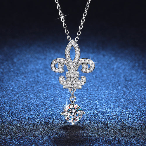 Royal Fleur-de-Lis Moissanite Pendant Necklace